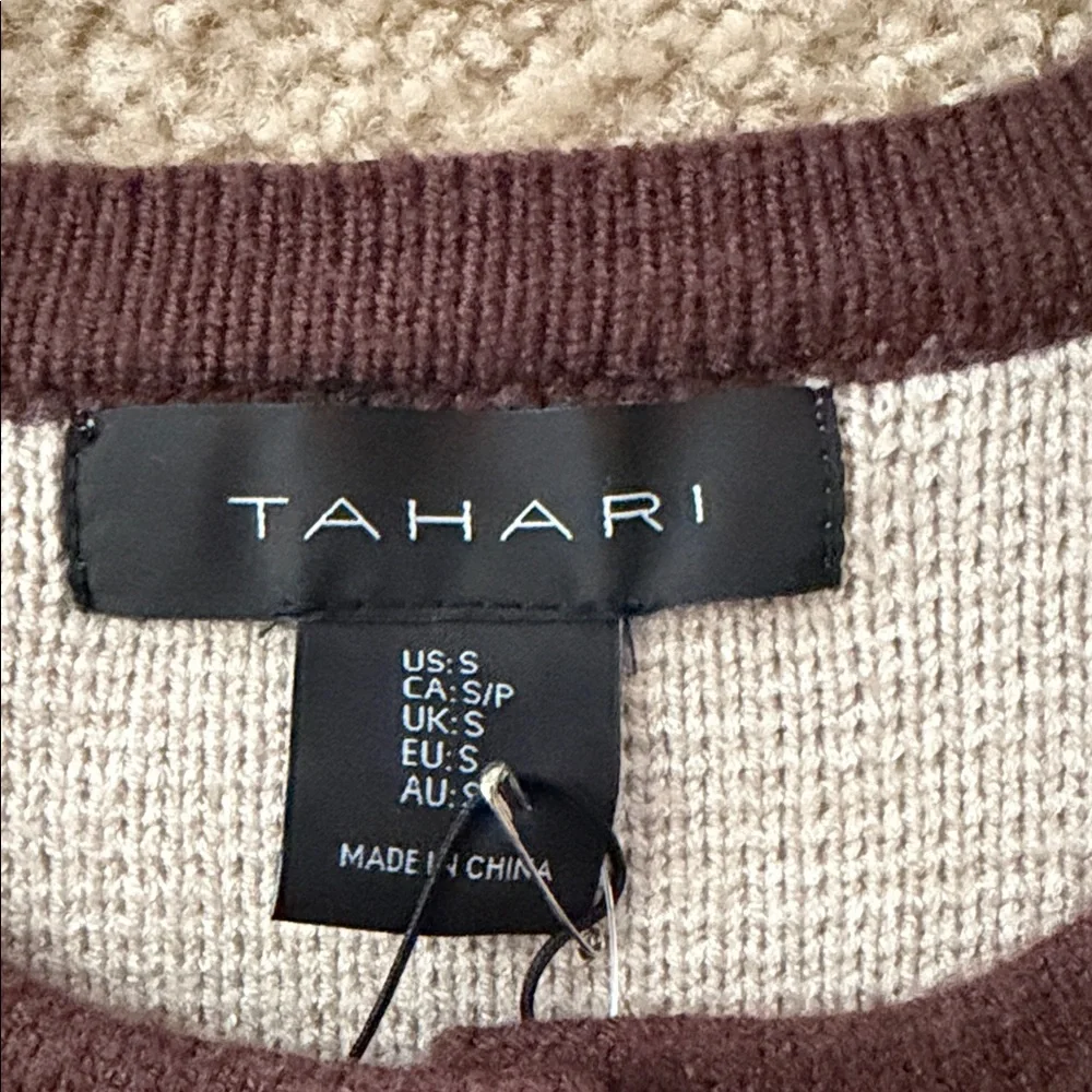 Tahari Women’s Knit Toggle Cardigan Sweater Jacket in  Elegant Beige/Brown Sz-S - Picture 2 of 10